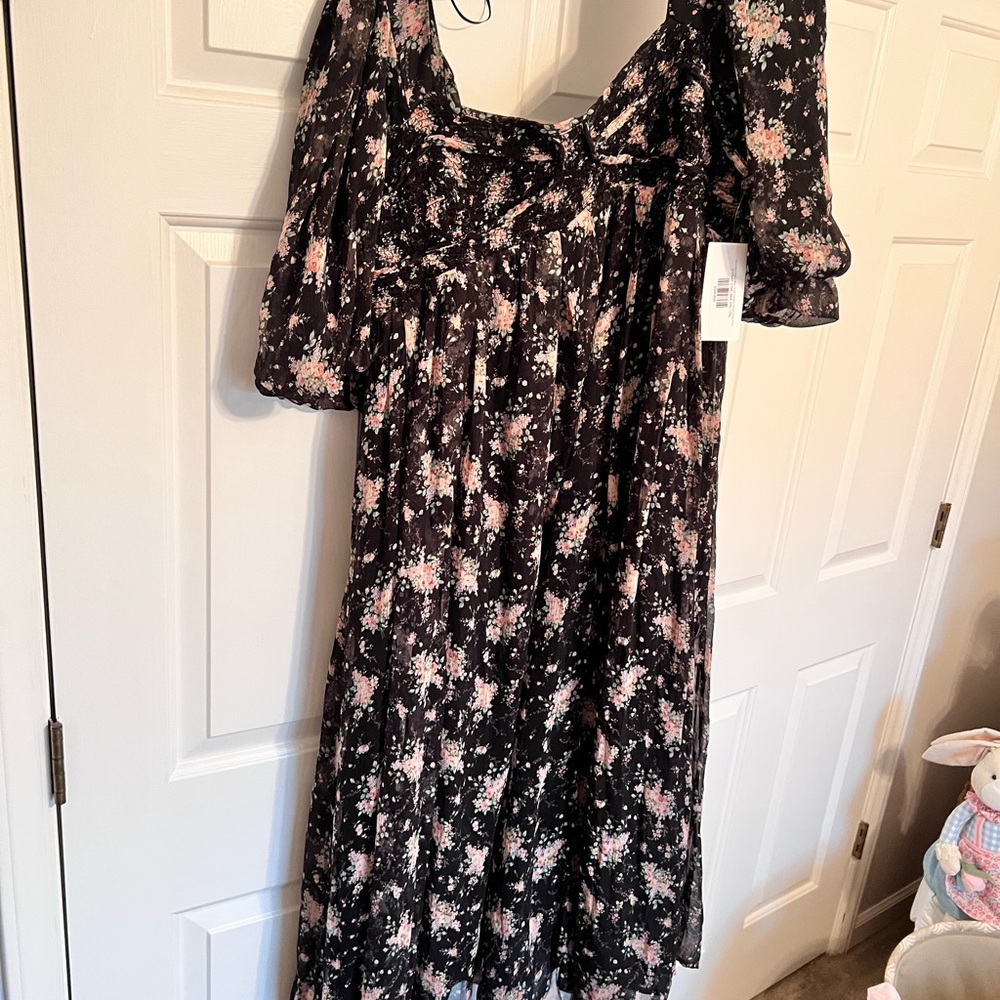 Floral Black and Pink Dress